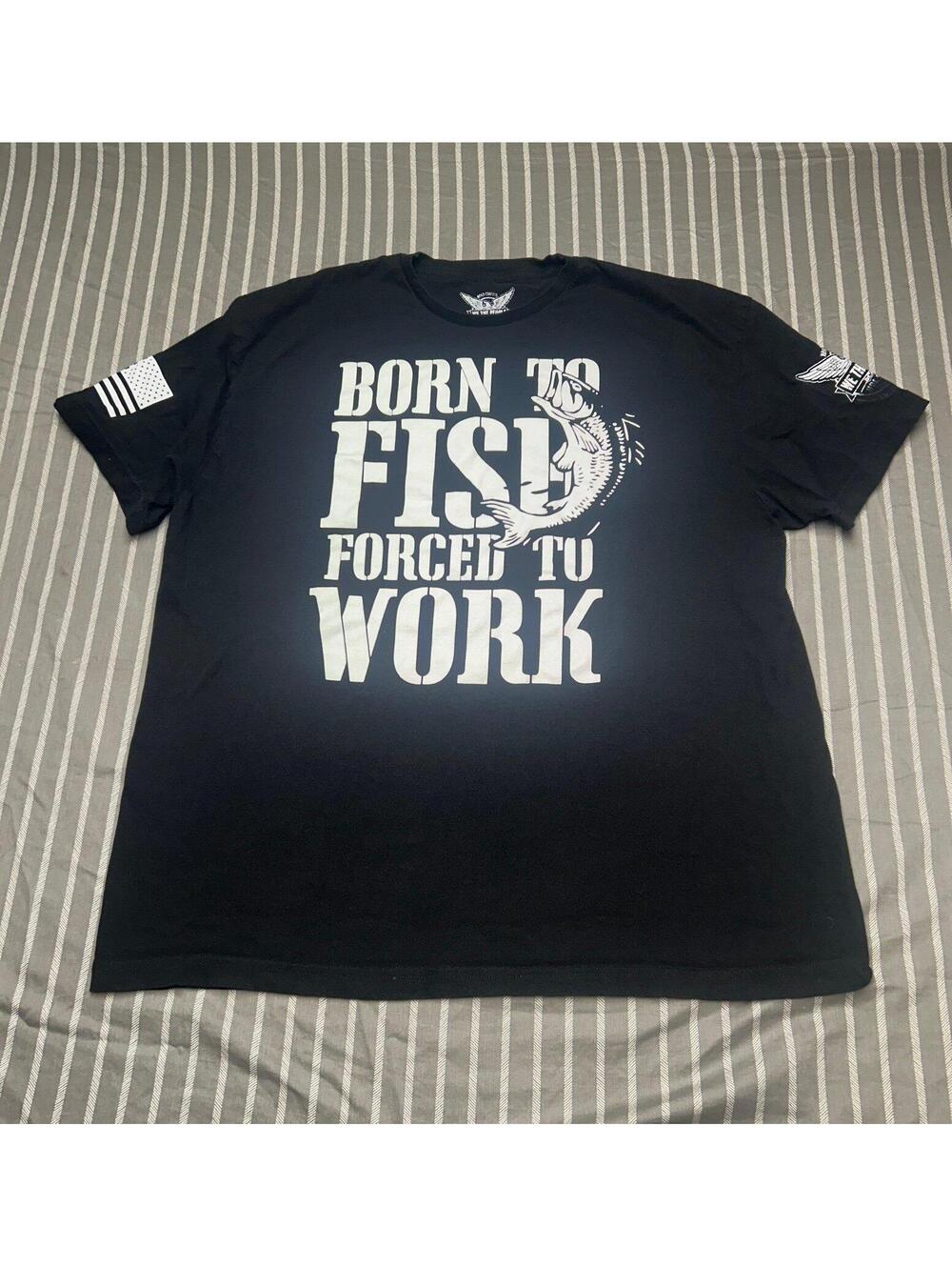 We The People Holsters Born to Fish Forced to Work Short Sleeve Shirt Men's XXL